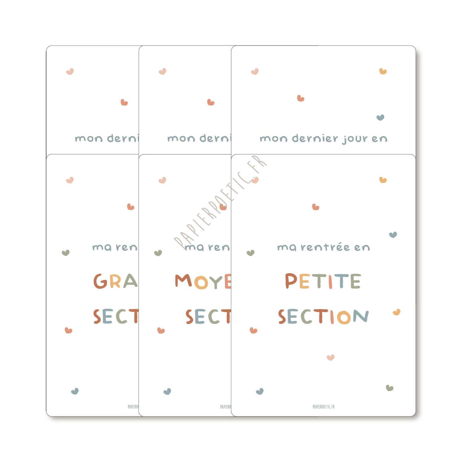 Cartes souvenirs duo (rentrée & dernier jour) - Grande Section