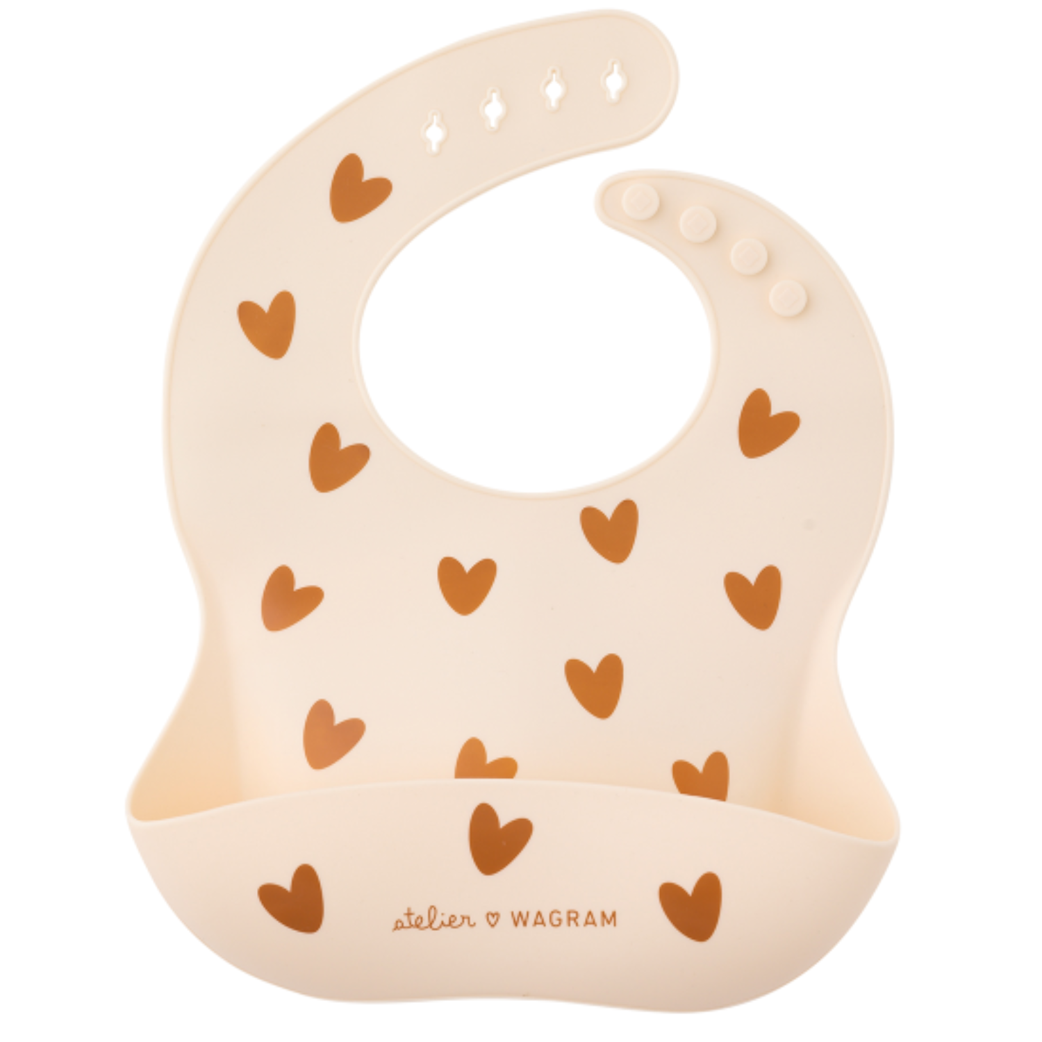 Bavoir en silicone - Crème & coeurs