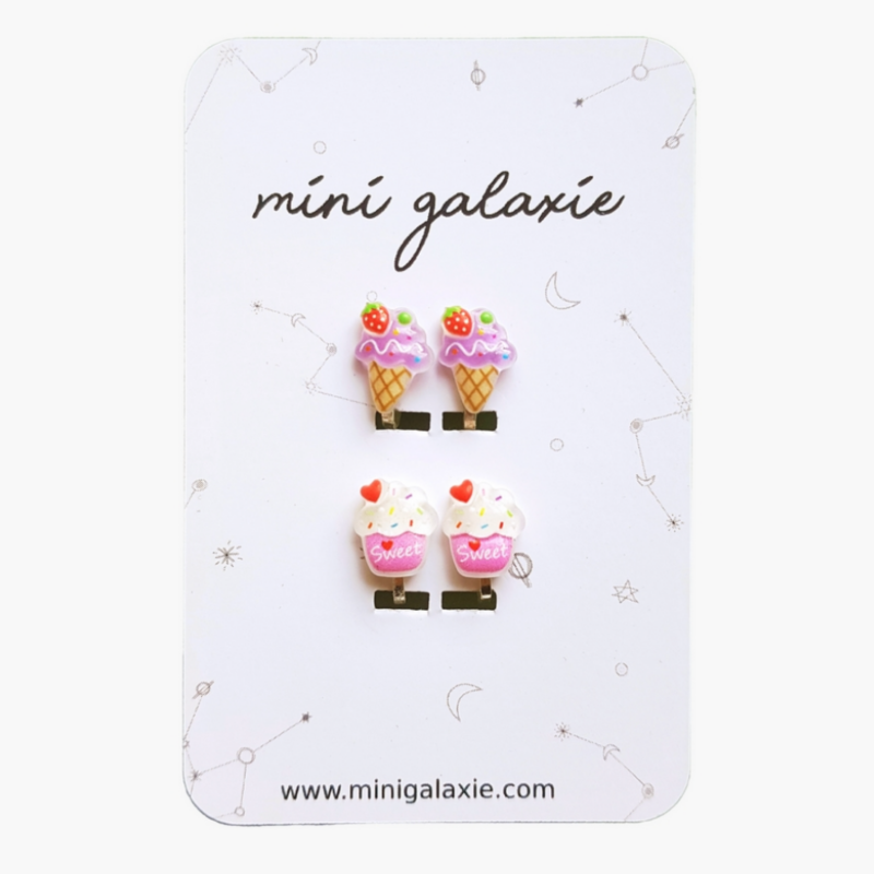 Boucles d’oreilles clips – Glace & Cupcake