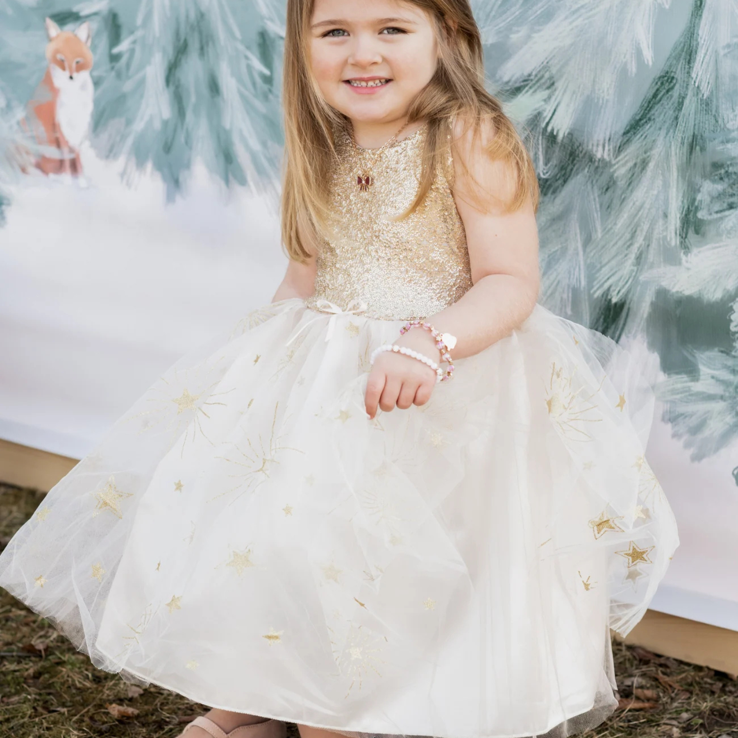 Robe sequins dorée 4-6 ans – Image 2
