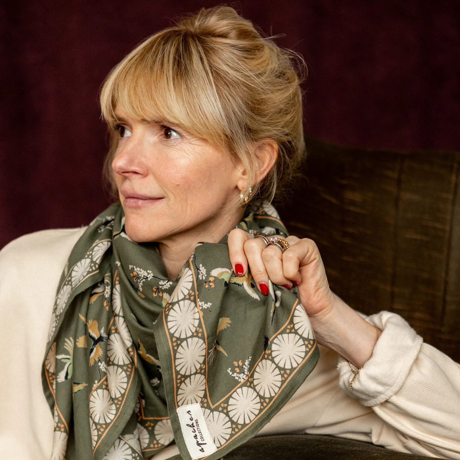 Grand foulard "Cerisier Eucalyptus" – Image 2