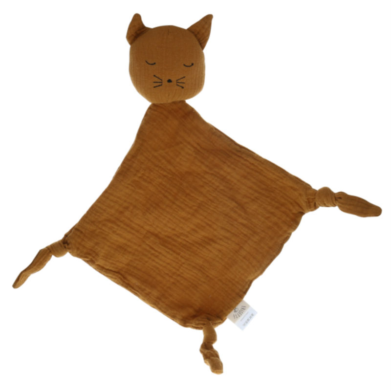 Doudou lange chat – Jaune moutarde