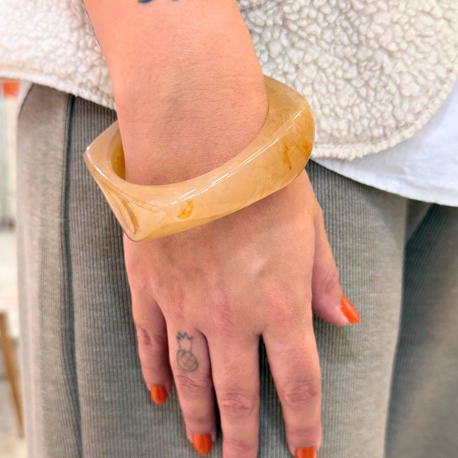 Bracelet jonc asymétrique - Beige