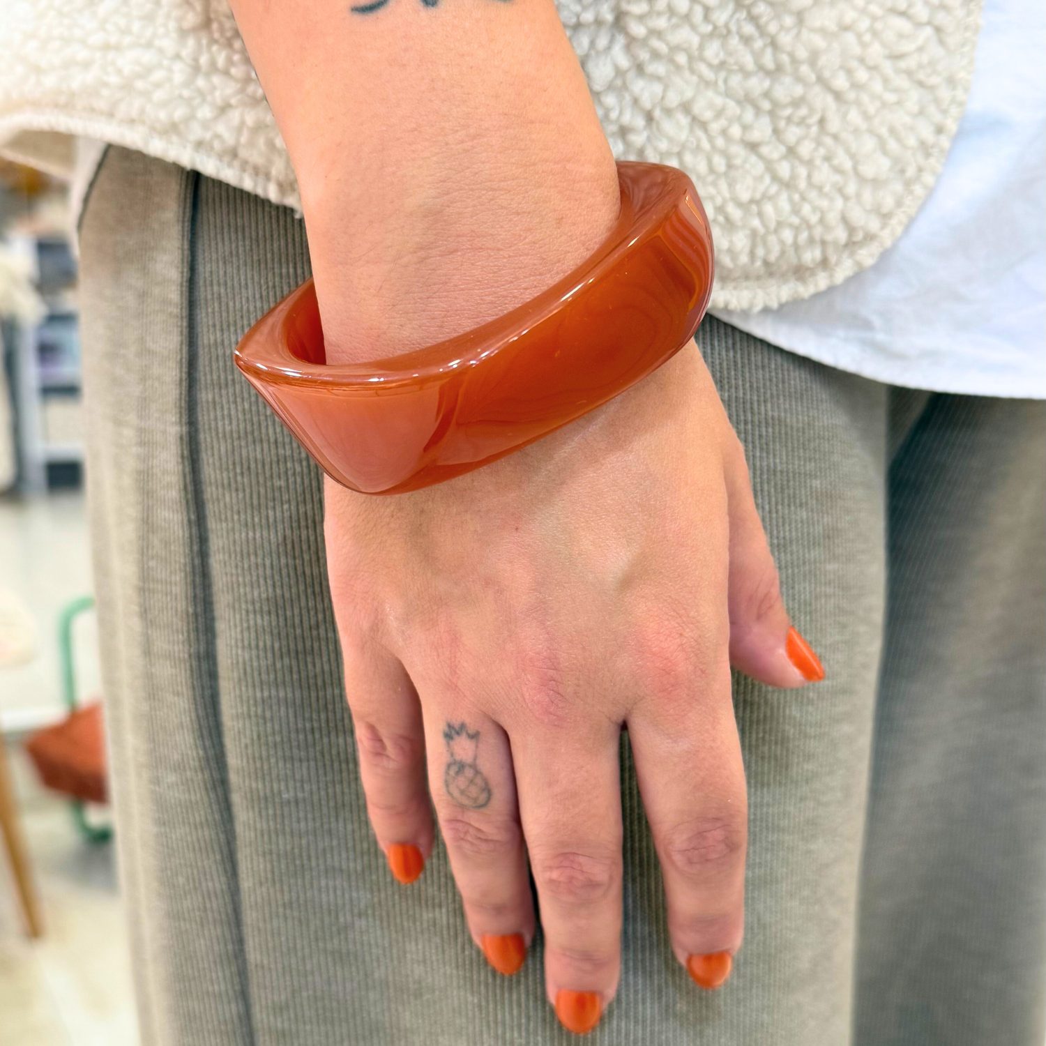 Bracelet jonc asymétrique - Brique