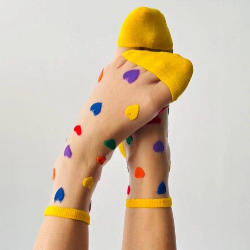 Chaussettes coeurs multicolores