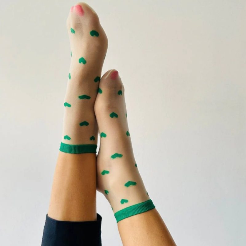 Chaussettes coeurs verts