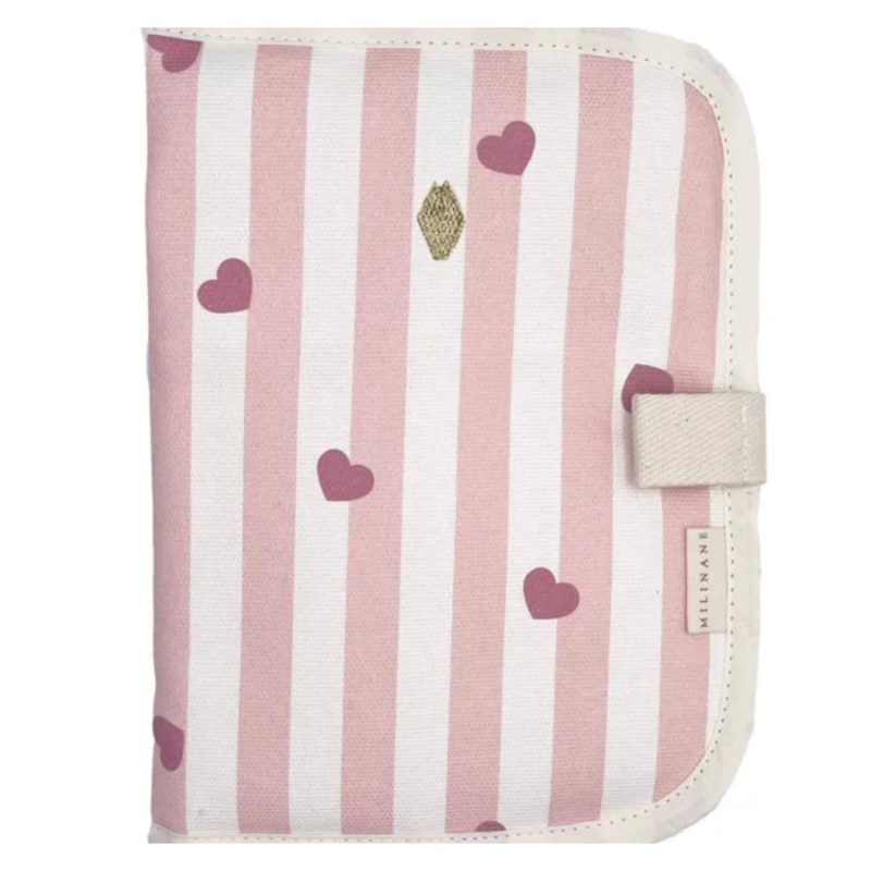 Protège carnet de canté - Rayures rose