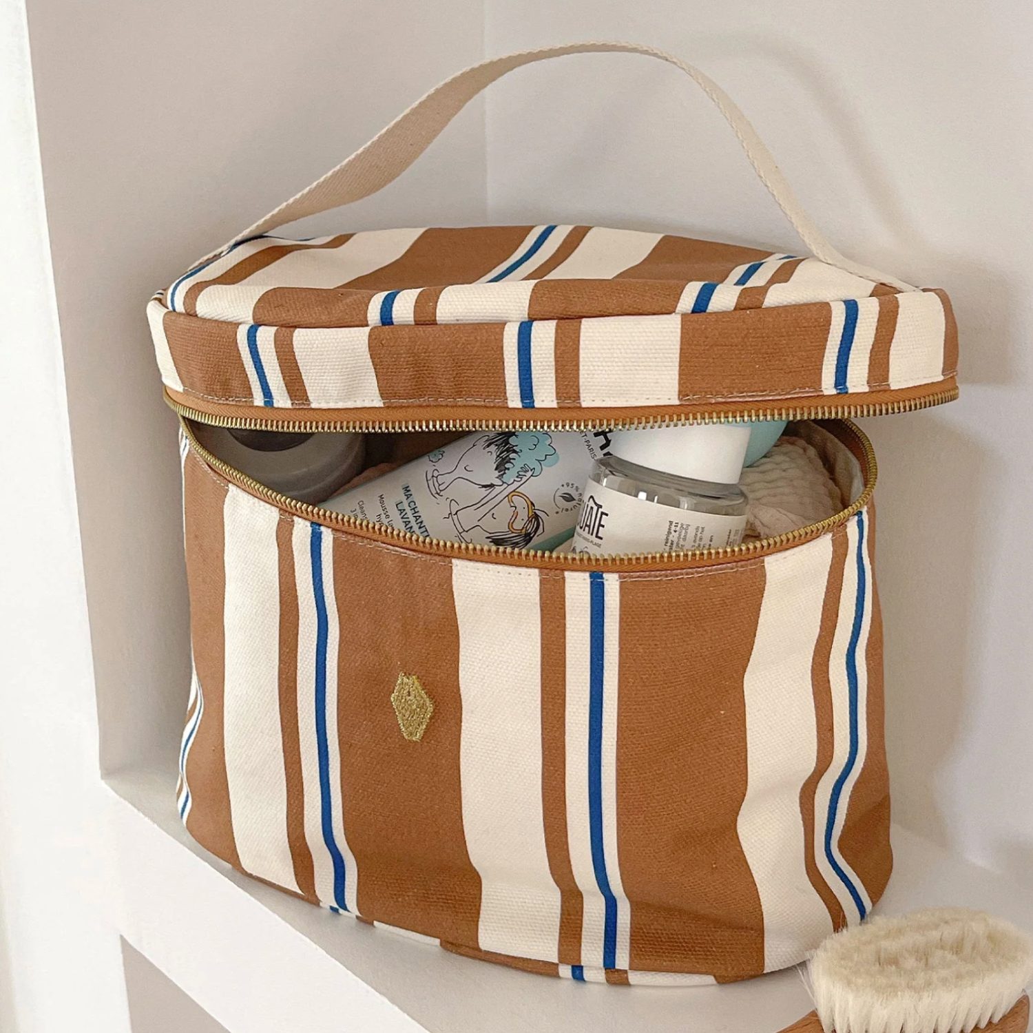 Vanity rayures marron/bleu – Image 2