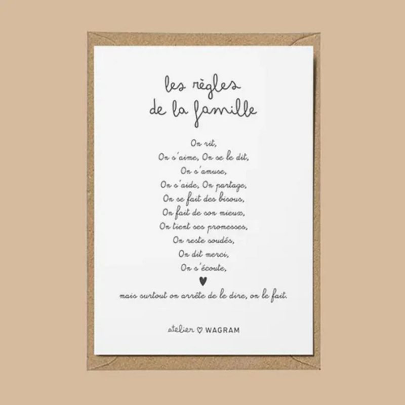 Carte A5 – Les règles de la famille