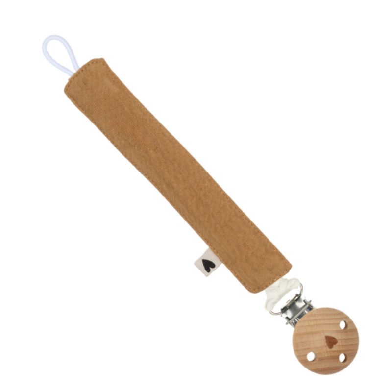 Attache-tétine en gaze de coton – Camel