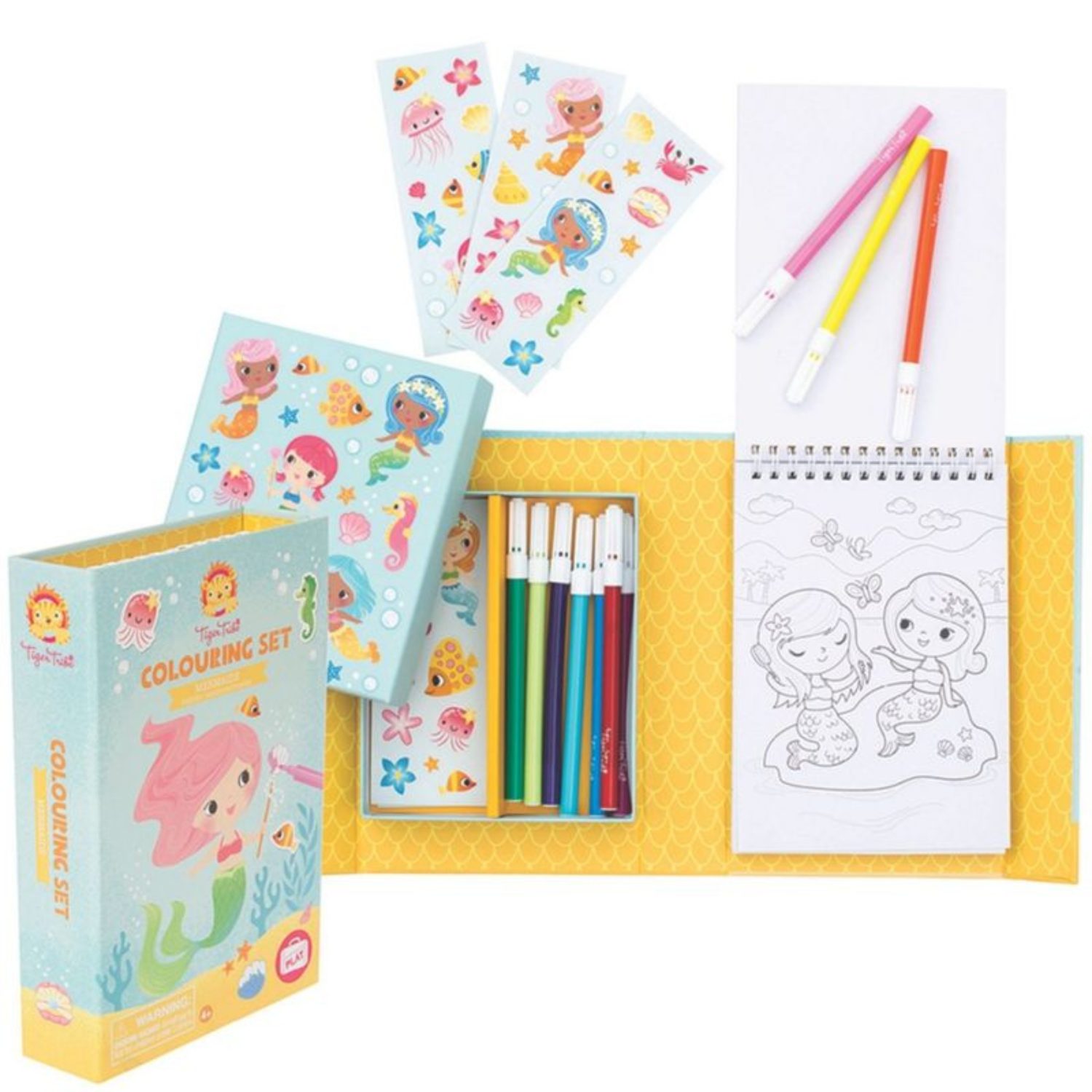 Coffret coloriage enfant – Sirènes (avec feutres & autocollants) – Image 3