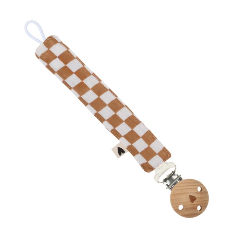 Attache-tétine en gaze de coton – Damier