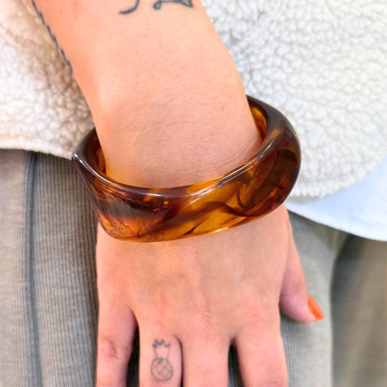 Bracelet jonc asymétrique - Marron