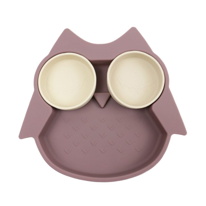 Assiette compartimentée Hibou - Lilas