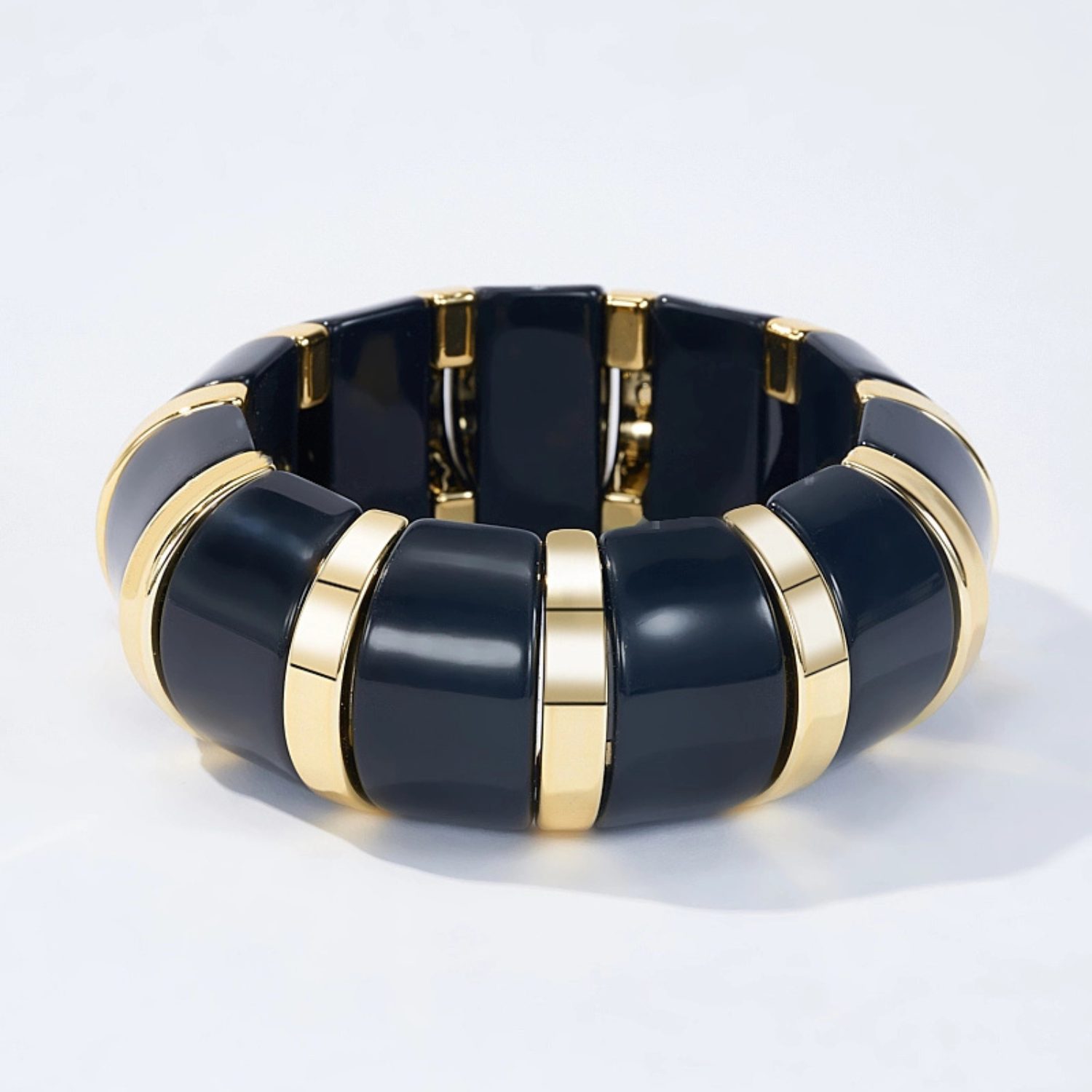 Gros bracelet jonc élastique - Noir