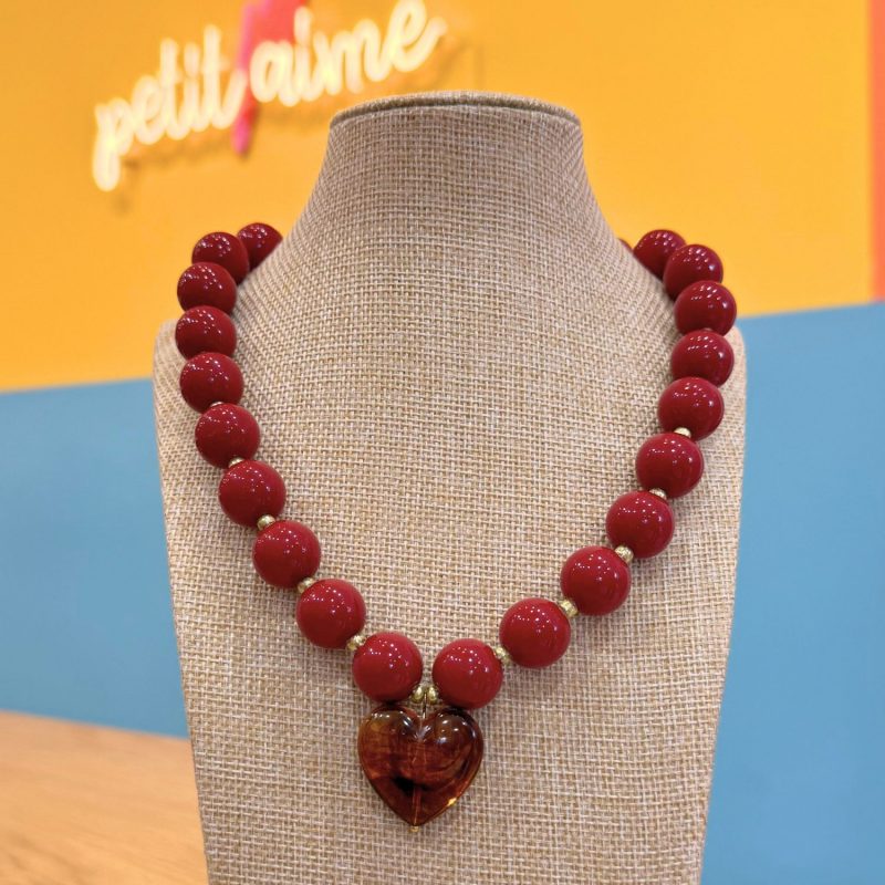 Collier perles & cœur – Bordeau