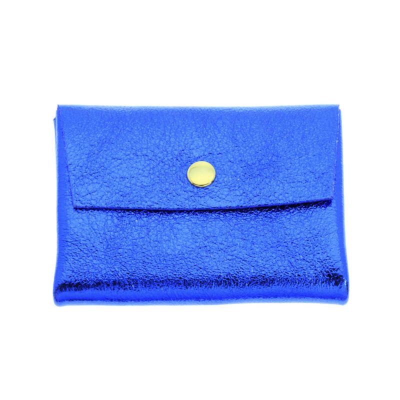 Porte-monnaie/cartes cuir irisé - Bleu roi