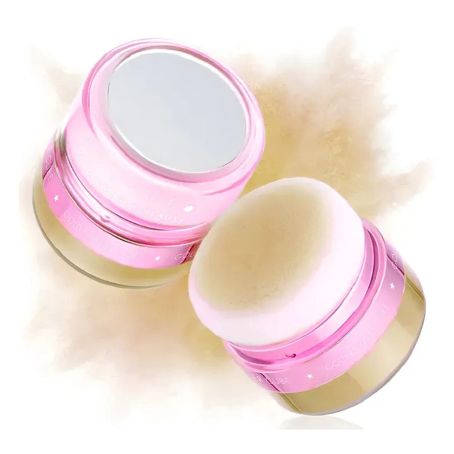 Cube de poudre pailletée dorée