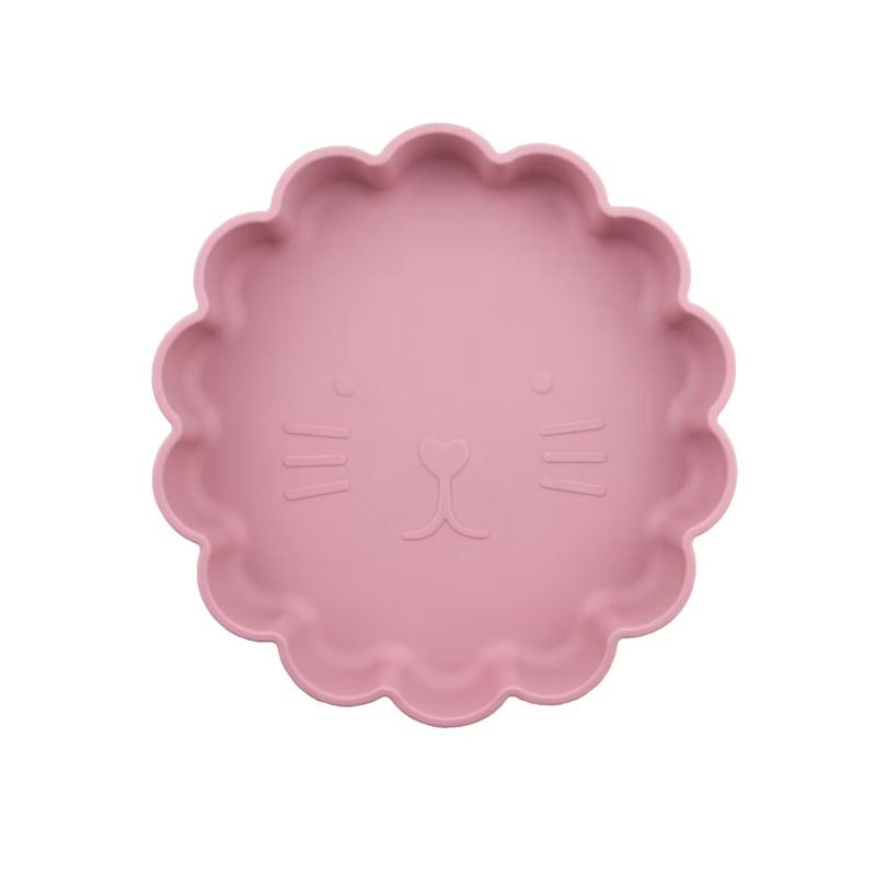 Assiette en silicone Chat - Rose foncé