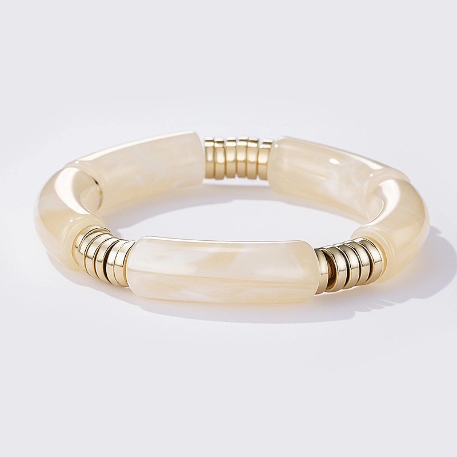 Bracelet jonc élastique - Beige écru