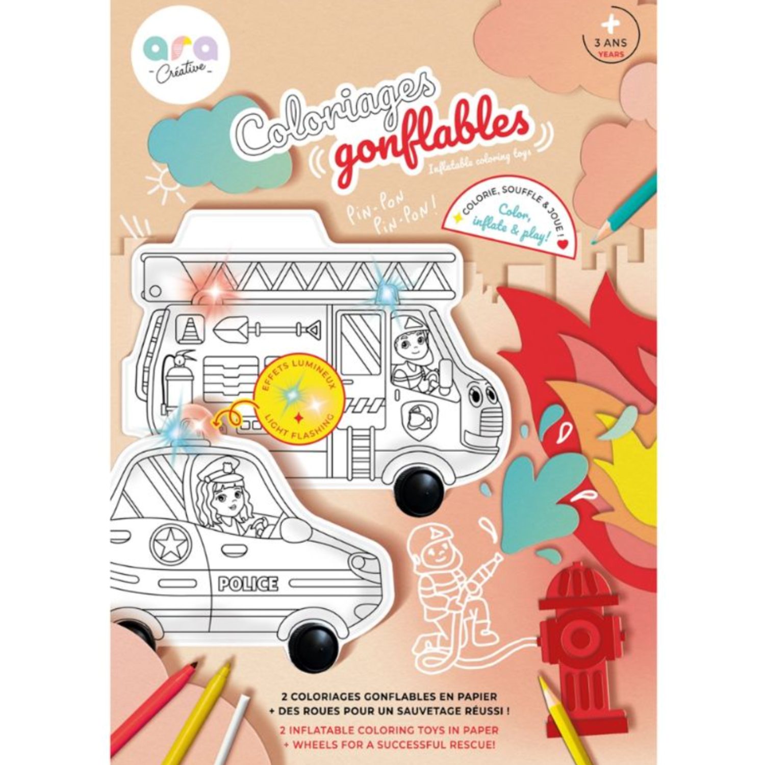 2 coloriages gonflables - Pompier et police