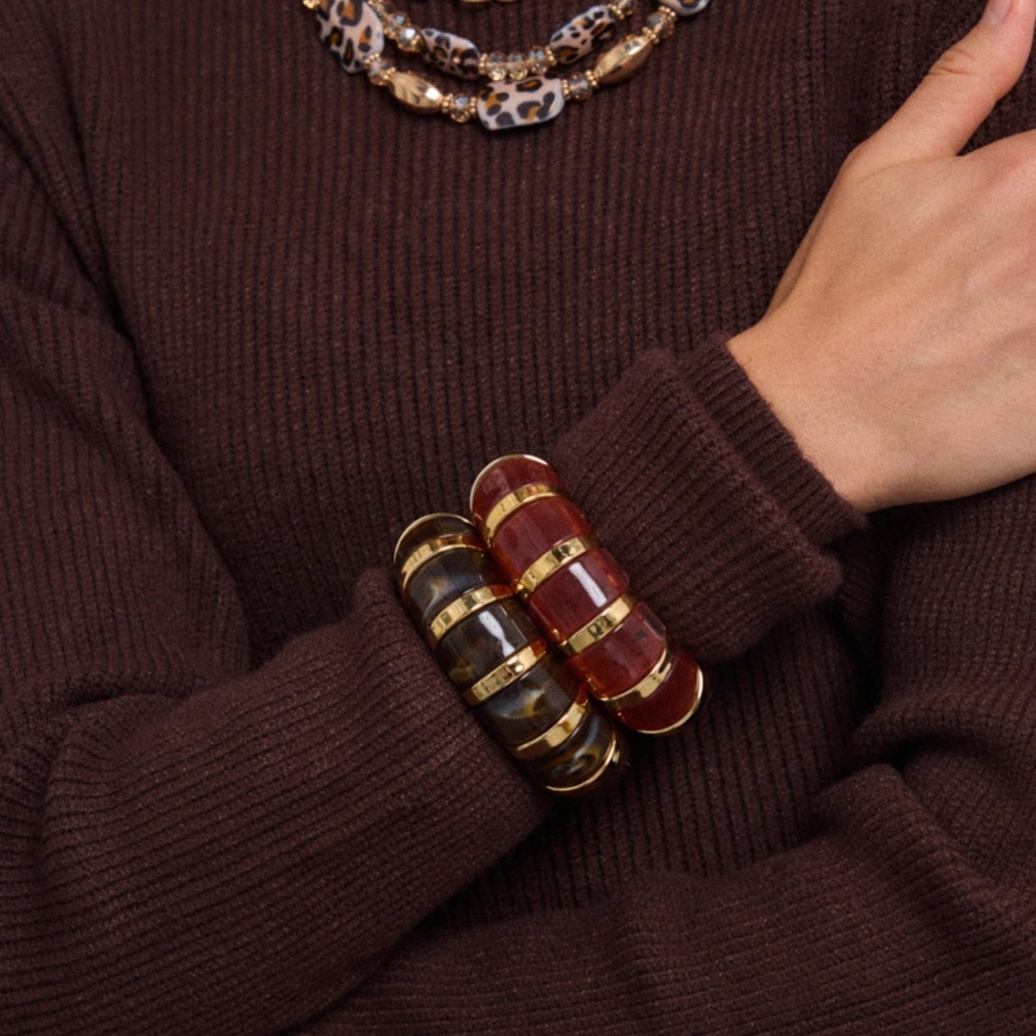 Gros bracelet jonc élastique - Noir – Image 3