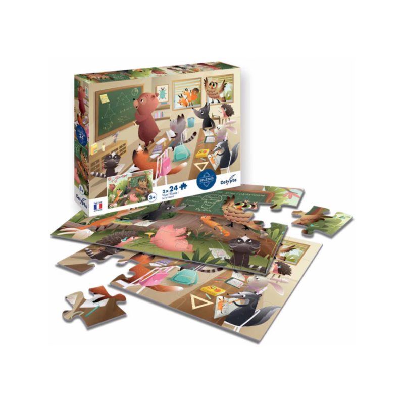 Coffret de puzzles 2x24 pièces – Vive l’école