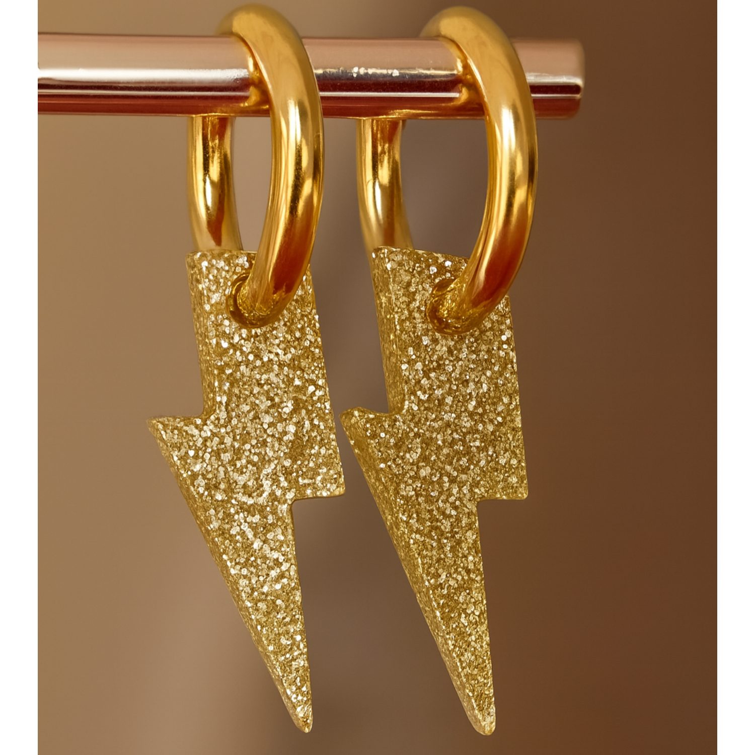 Boucles d'oreilles éclair - Paillettes dorées
