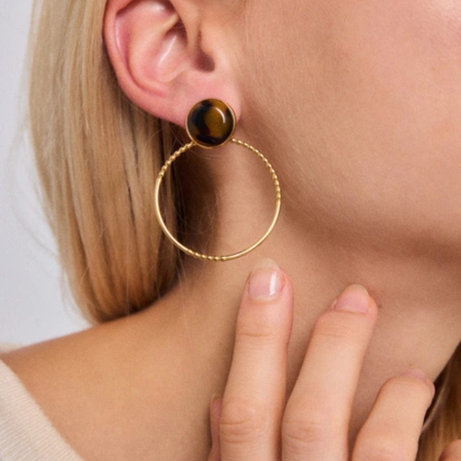 Boucles d’oreilles créoles dorées léopard