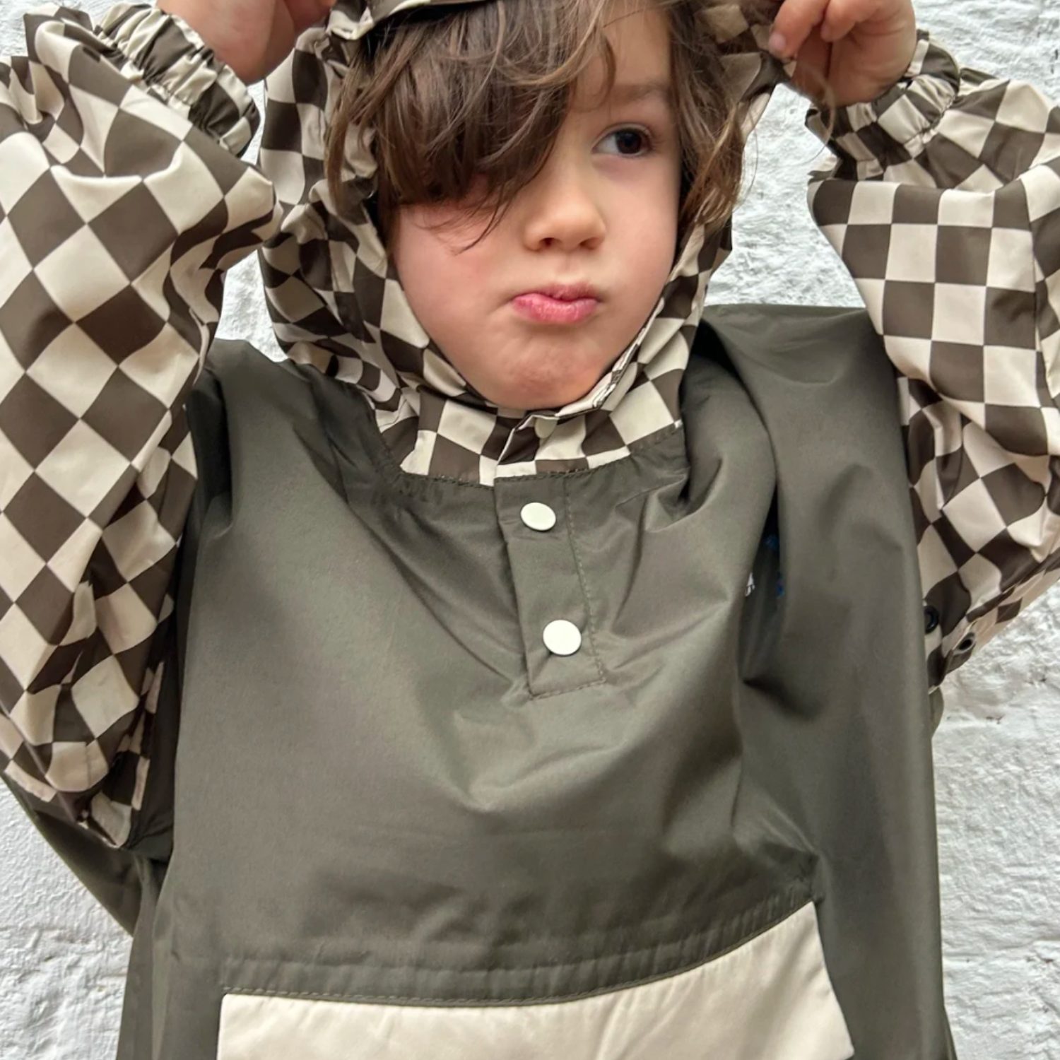 Poncho 3/6 ans - Kaki damier