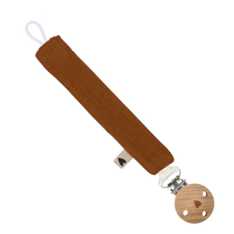 Attache-tétine en gaze de coton – Caramel