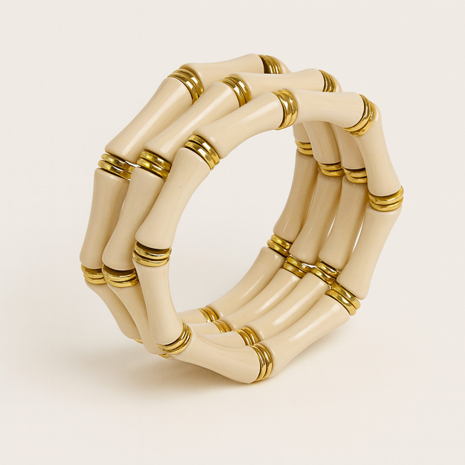 Bracelet jonc élastique - Beige