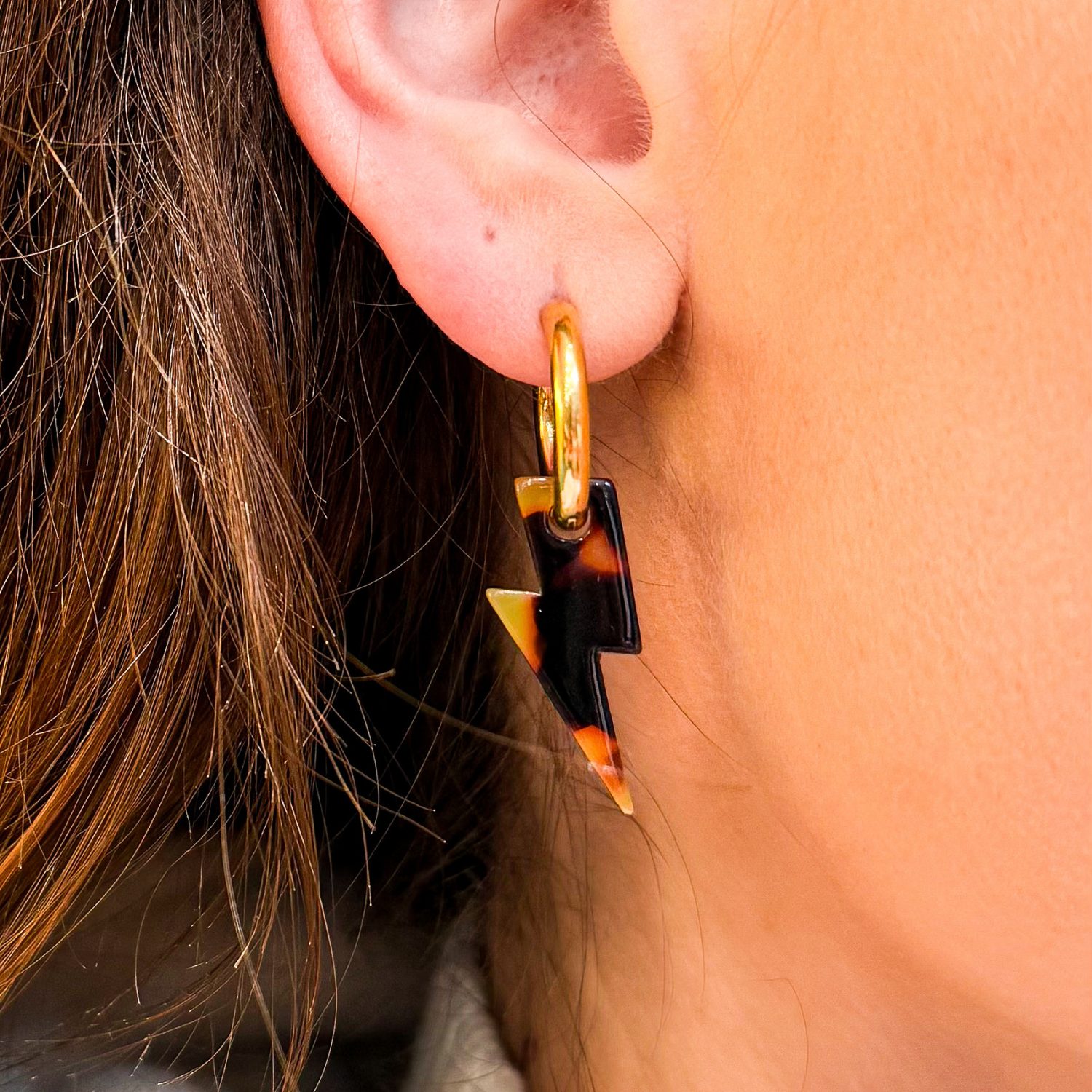 Boucles d'oreilles éclair - Léopard foncé