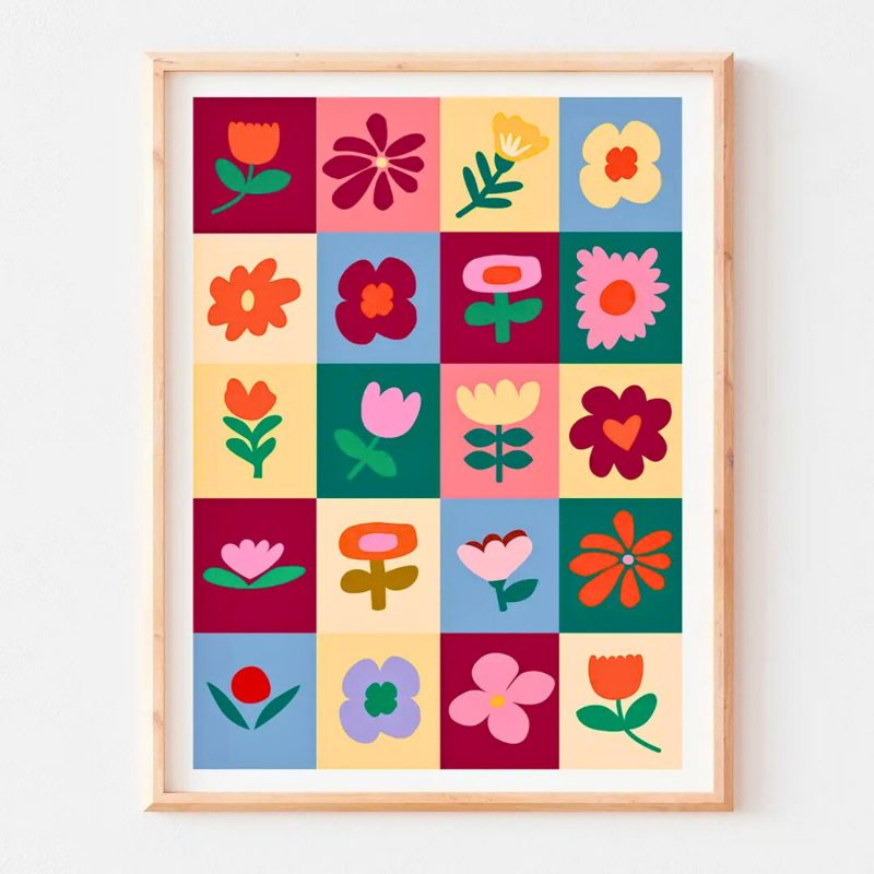 Affiche patchwork Flowers – 30 x 40 cm