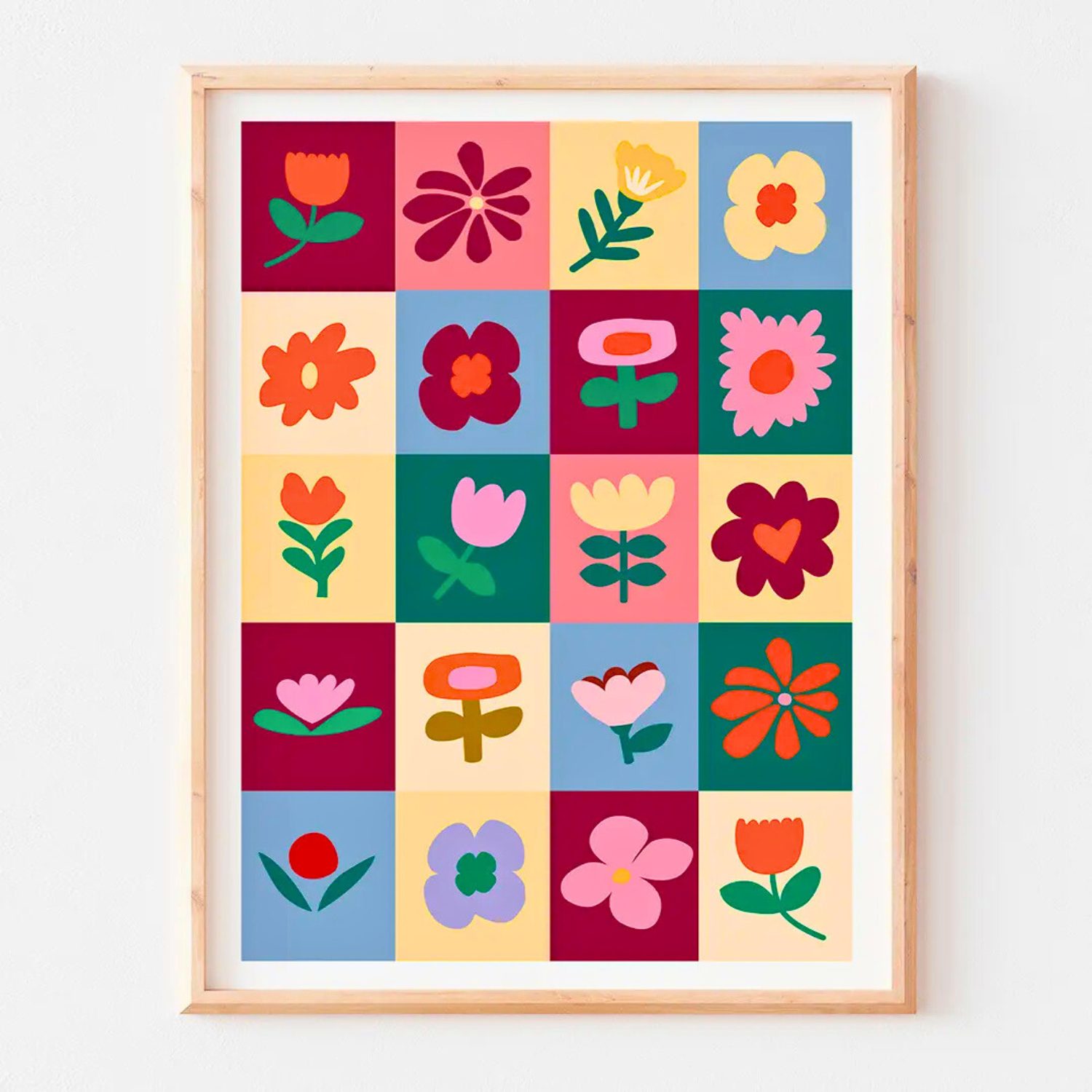 Affiche patchwork Flowers – 30 x 40 cm