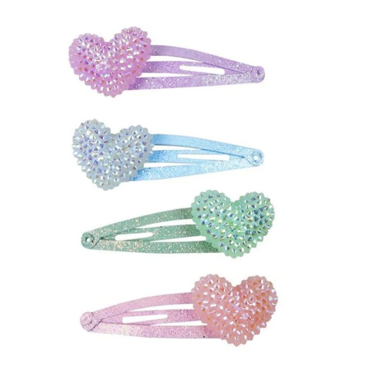 4 sparkle heart bobble hair clip