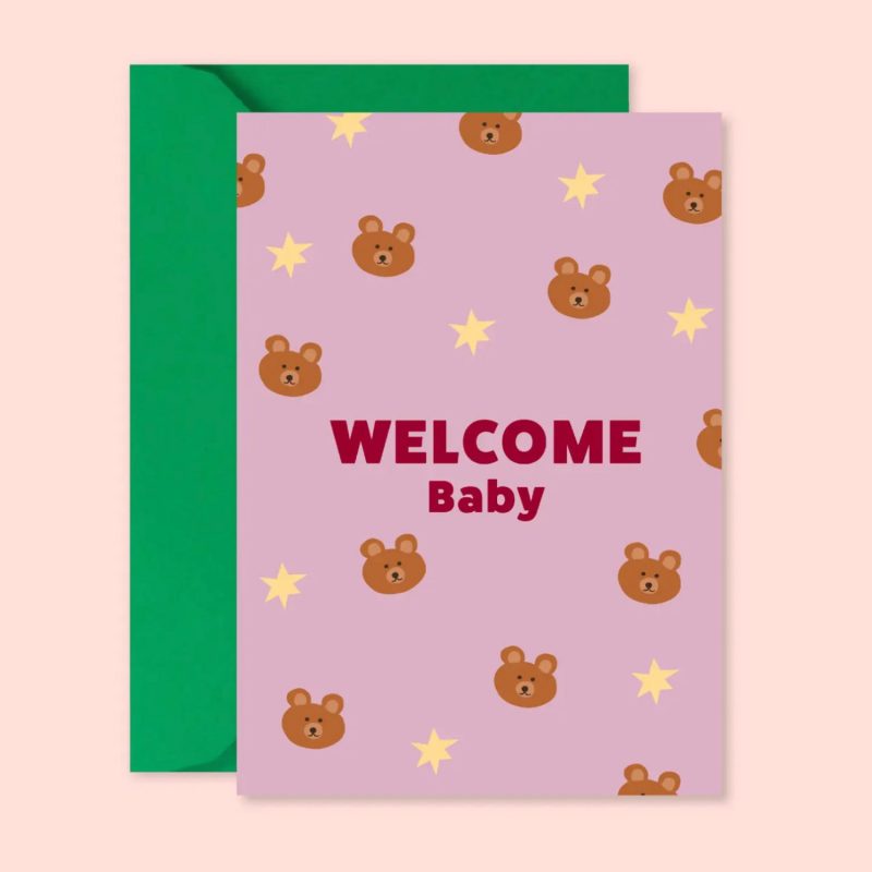 Carte "Welcome baby" - Oursons