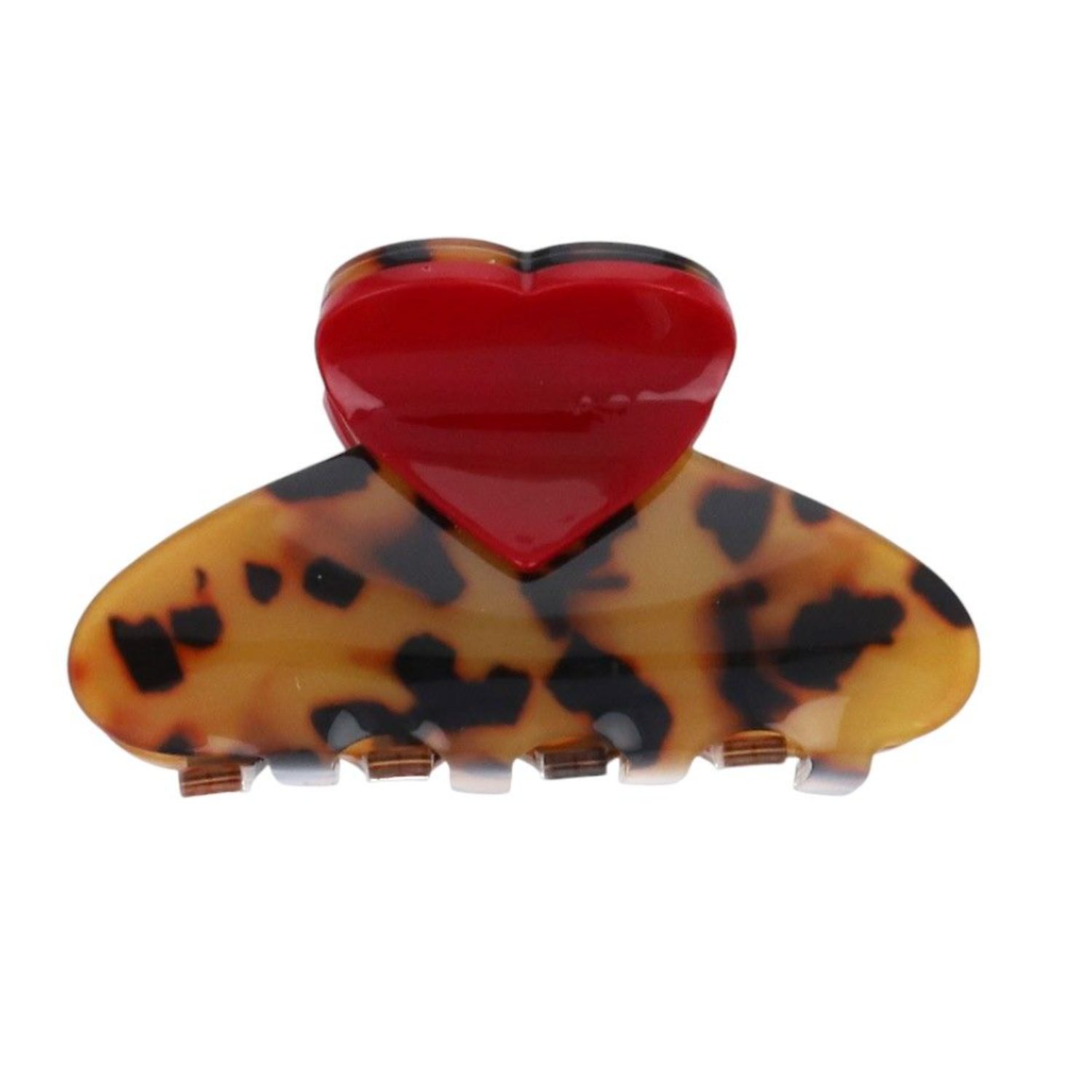 Pince croco léopard coeur rouge