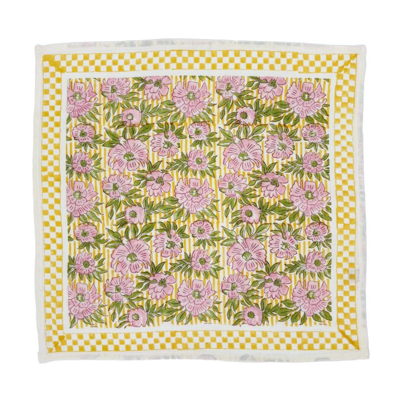 Grand foulard Pivoine jaune – 100x100 cm