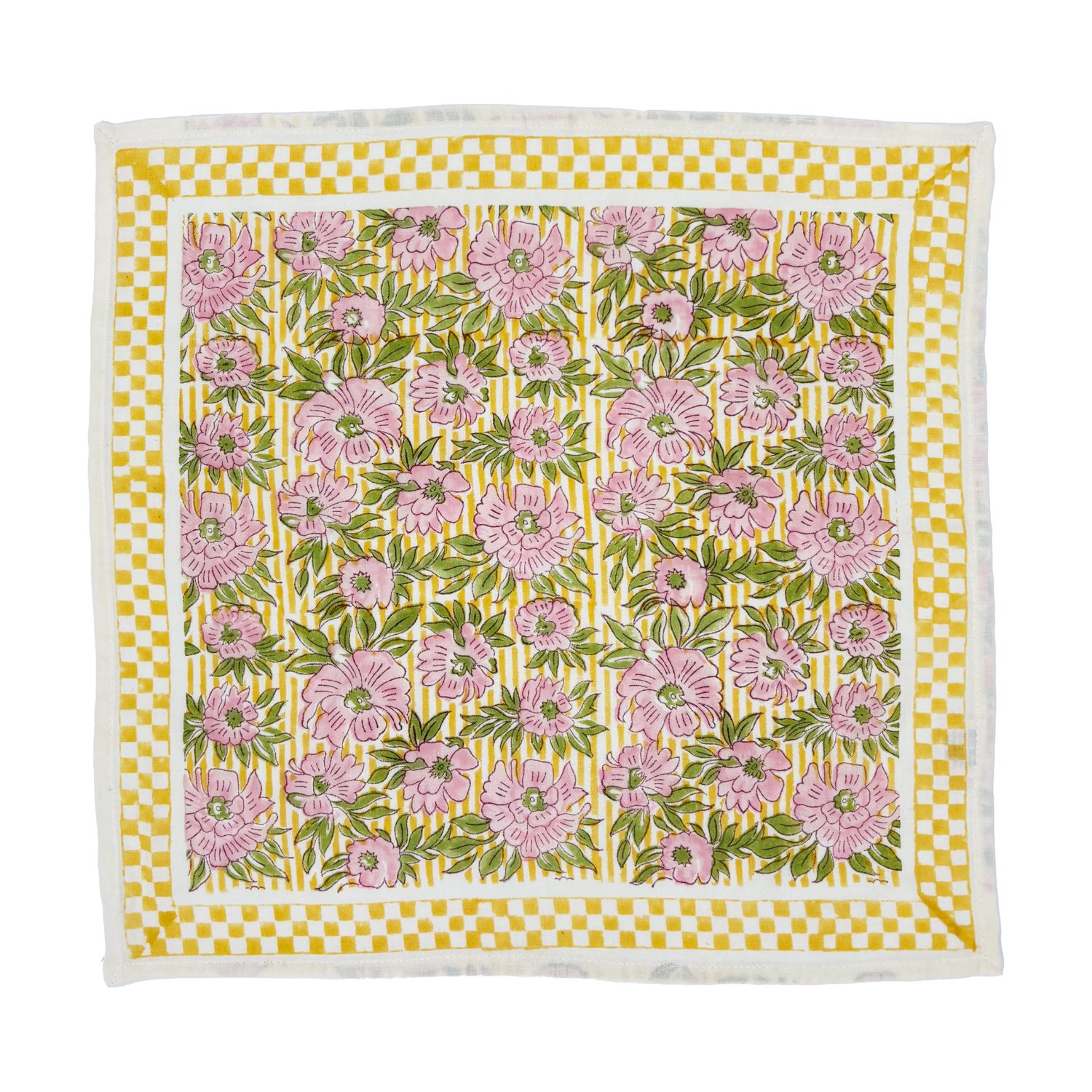 Grand foulard Pivoine jaune – 100x100 cm