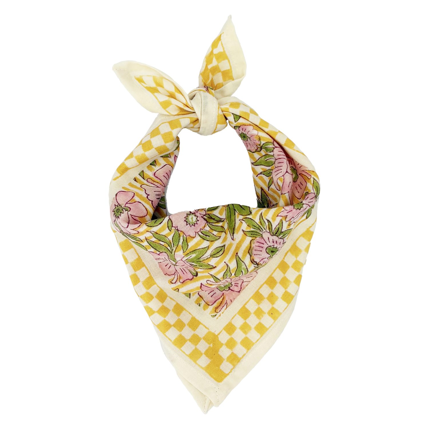 Petit foulard Oscar – Pivoine jaune 50x50 cm