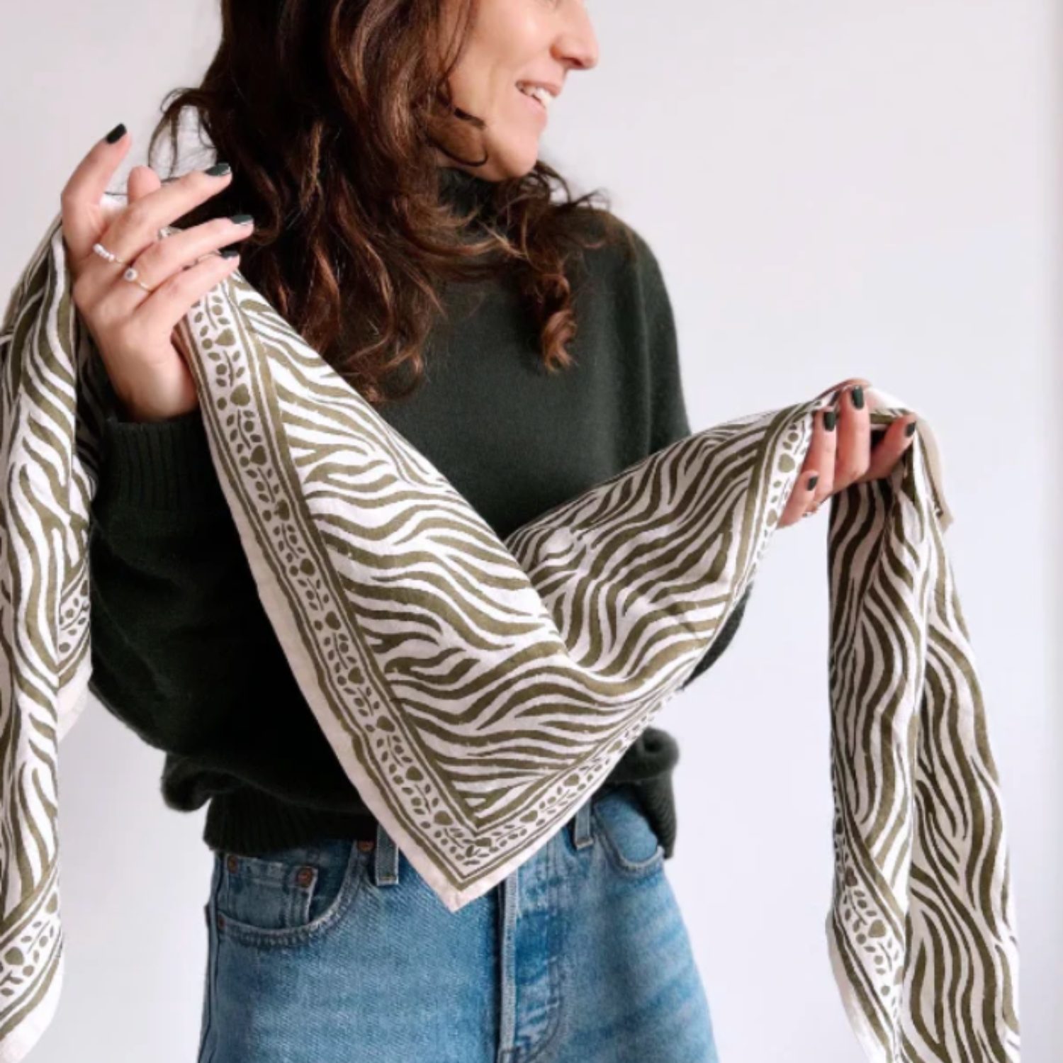 Grand foulard zèbre -Kaki