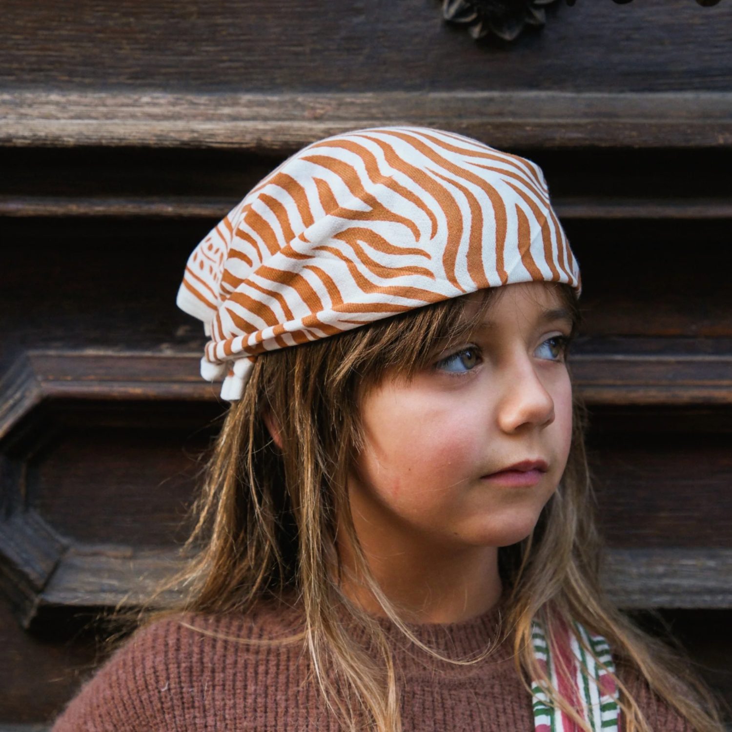 Petit foulard zèbre - Camel – Image 2