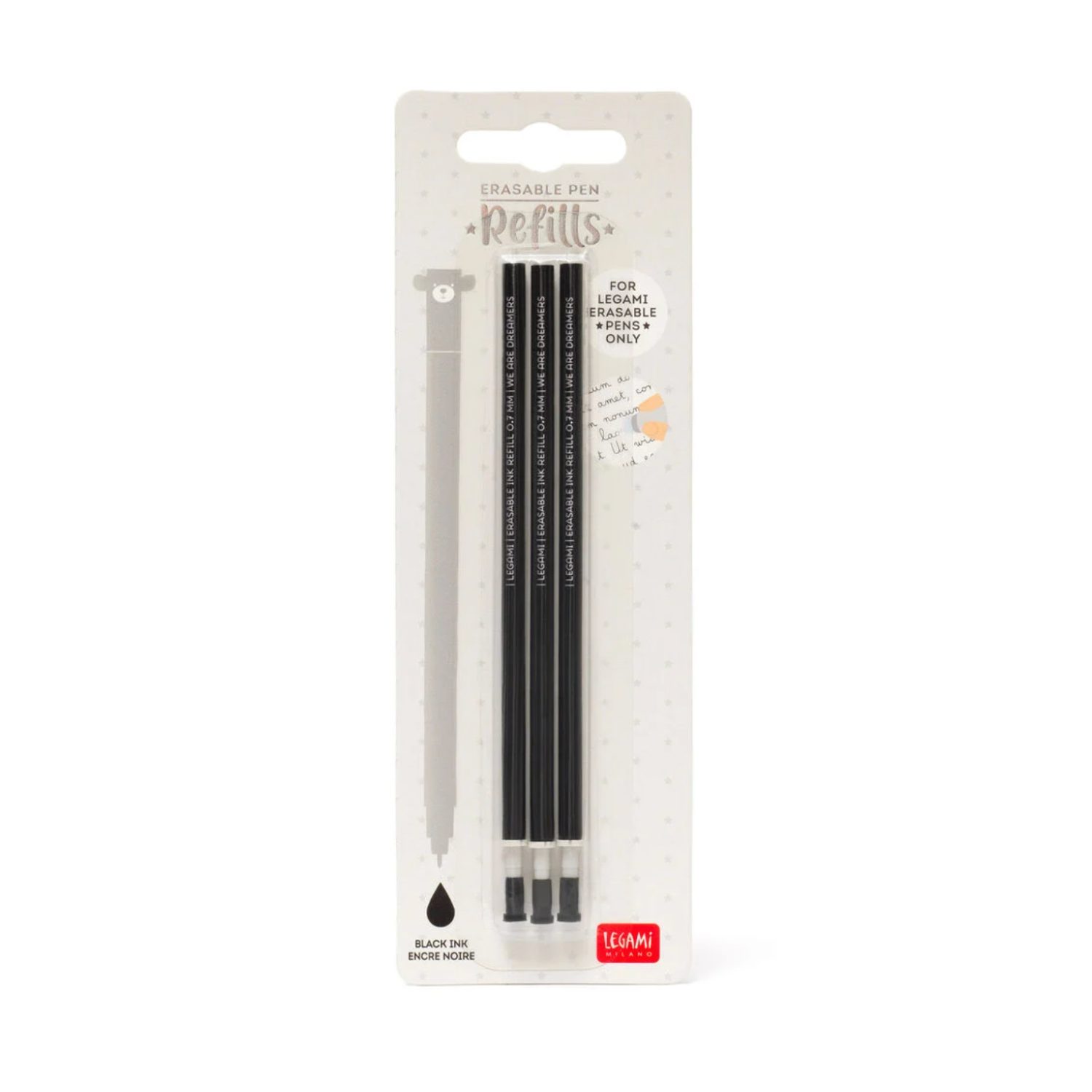 3 recharges stylo noir