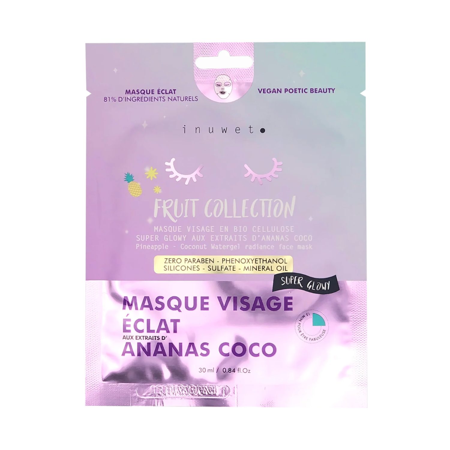 Masque visage éclat aux extraits d'ananas coco