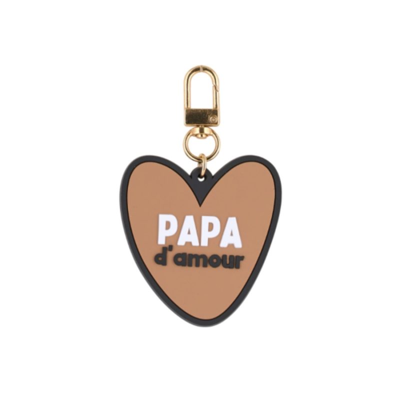 Portes-clés coeur "Papa d'amour" - Beige/noir