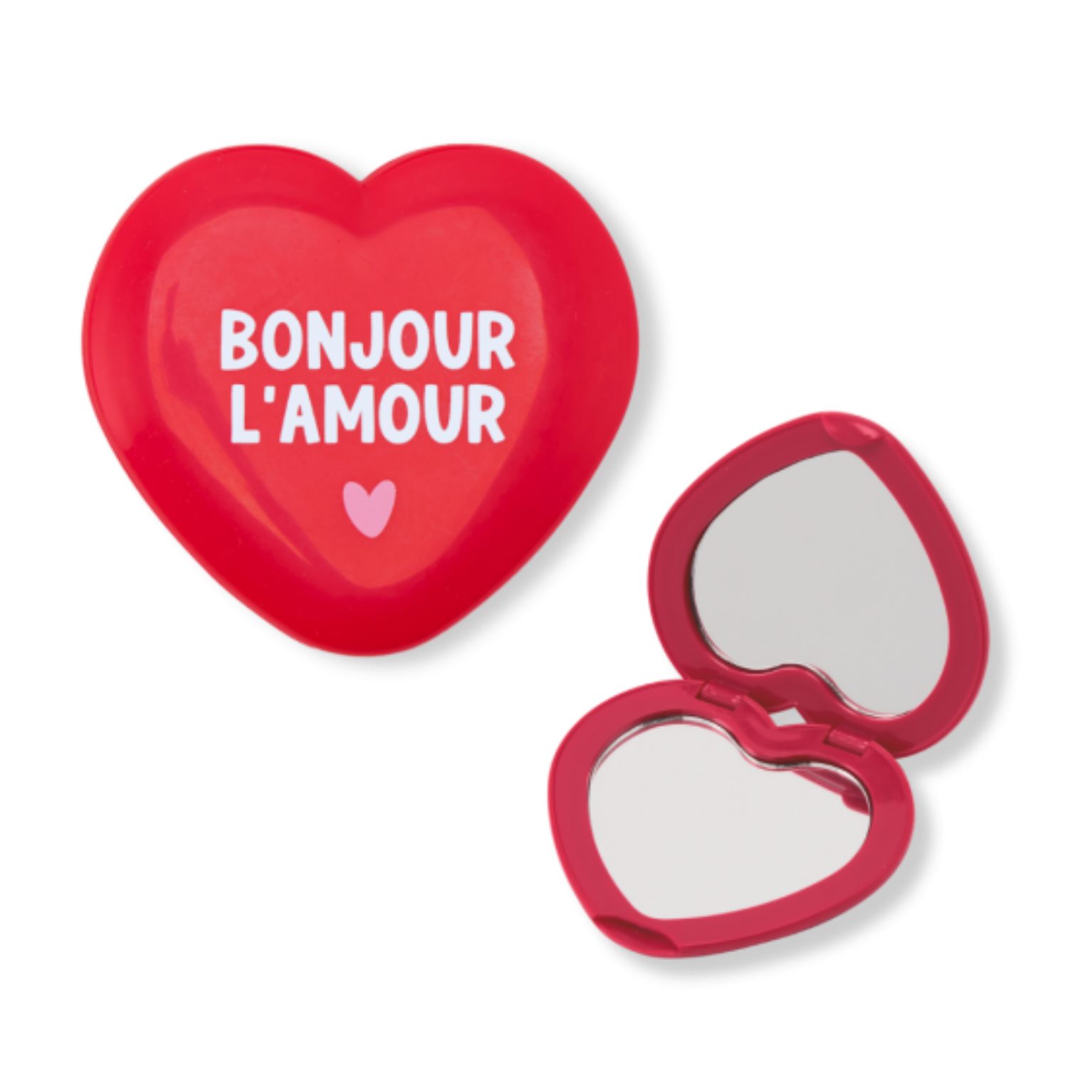 Miroir de poche "Bonjour l'Amour" - Rouge