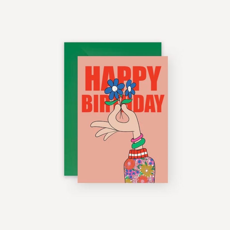 Carte Mariisoré - Happy birthday main fleur