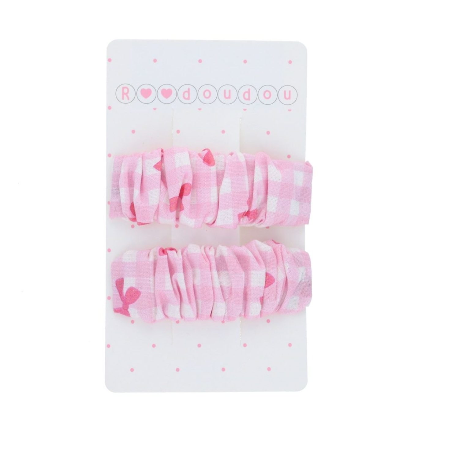 2 barrettes vichy roses Chichi pompon