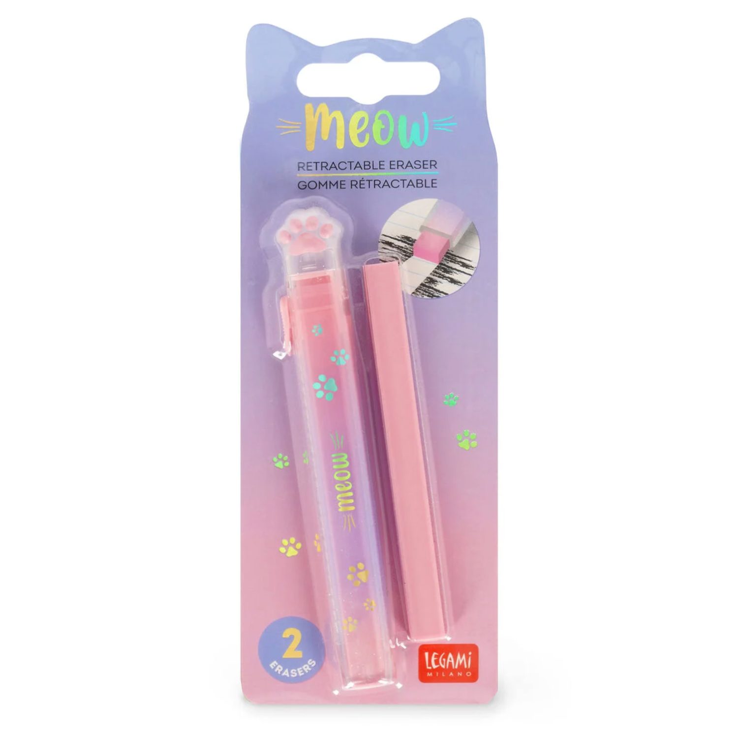Gomme rétractable patte de chat
